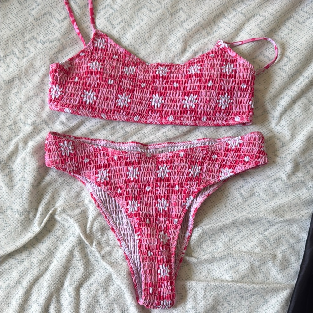 SHEIN Pink and White Floral Bikini
